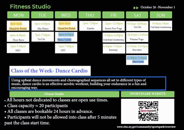 Fitness Classes Schedule